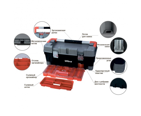 Фото 9 - Ящик для инструмента с съёмным органайзером Profi 560×280×250мм ULTRA (7402342)