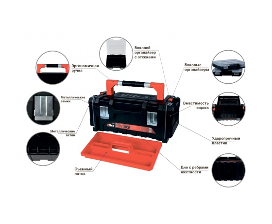 Фото 9 - Ящик для инструмента с боковыми органайзерами Profi 510×230×210мм ULTRA (7402402)