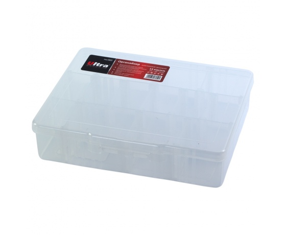 Фото 2 - Органайзер пластиковый прозрачный 14 отсеков 195×160×50мм ULTRA (7417052)