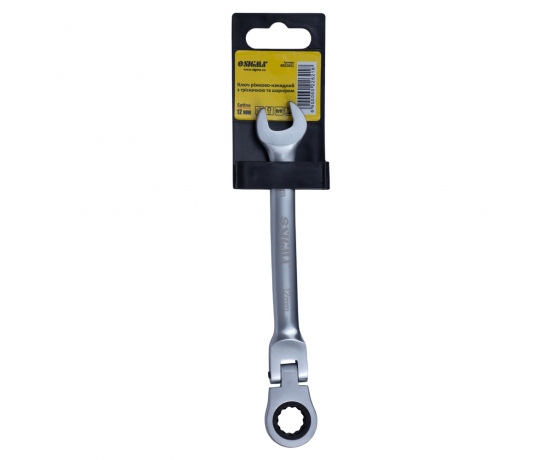 Фото 4 - Ключ рожково-накидной трещоточный с шарниром 12мм CrV satine SIGMA (6022621)