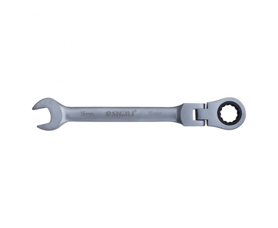 Фото 2 - Ключ рожково-накидной трещоточный с шарниром 16мм CrV satine SIGMA (6022661)