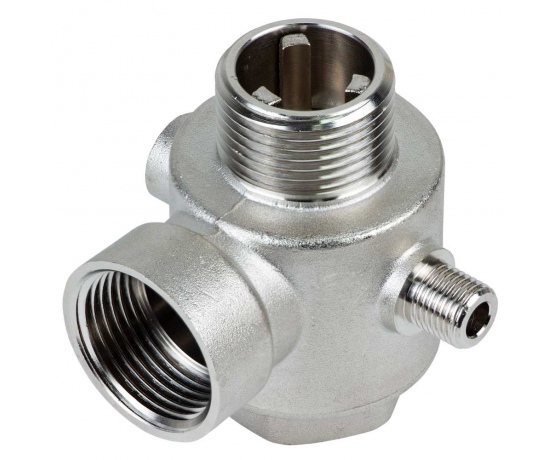 Фото 2 - Соединитель пятивыводной + обратный клапан 80мм M1”×F1”×F1”×M1/4”×F1/4” Silver 480г AQUATICA (779601)