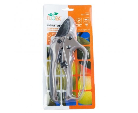 Фото 8 - Секатор с храповым механизмом 205мм нержавеющая сталь FLORA (5021344)