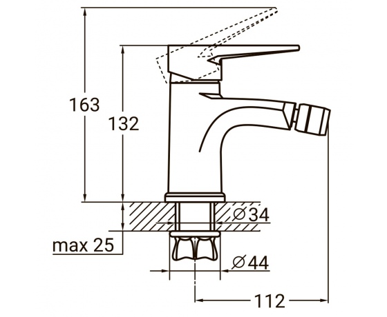 Фото 5 - Смеситель HK Ø35 для биде на гайке AQUATICA (HK-1F130C)