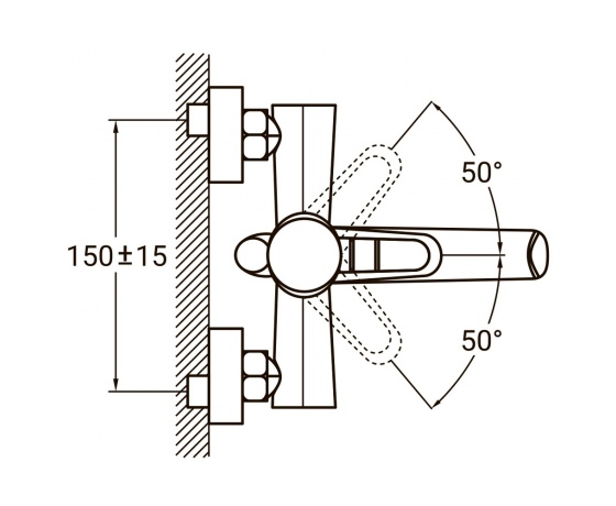 Фото 4 - Смеситель HK Ø35 для ванны гусак прямой 150мм дивертор встроенный картриджный AQUATICA (HK-2C130C)