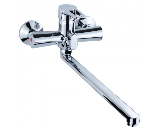 Фото 2 - Смеситель HK Ø35 для ванны гусак прямой 350мм дивертор встроенный картриджный AQUATICA (HK-2C230C)