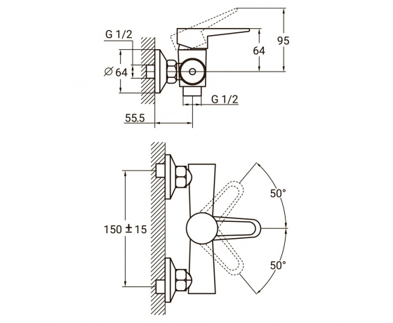Фото 3 - Смеситель HL Ø35 для душа AQUATICA (HL-1D130C)