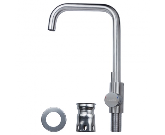 Фото 4 - Смеситель KT Ø35 для кухни Г-гусак на гайке SS AQUATICA (KT-4B270P)
