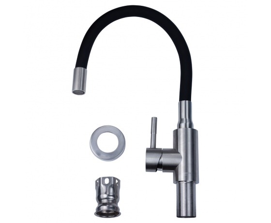 Фото 4 - Смеситель KT Ø35 для кухни гусак силиконовый на гайке SS AQUATICA (KT-4B570P)