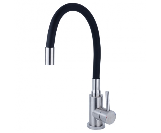 Фото 2 - Смеситель KT Ø35 для кухни гусак силиконовый на гайке SS AQUATICA (KT-4B570P)