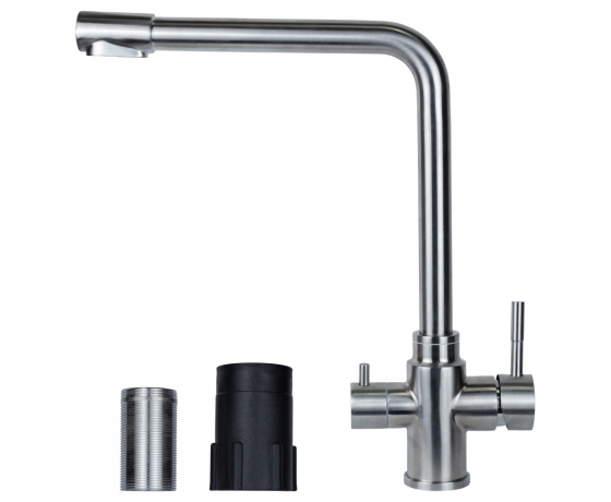 Фото 4 - Смеситель KT Ø35 для кухни гусак с выходом для питьевой воды на гайке SS AQUATICA (KT-4B770P)