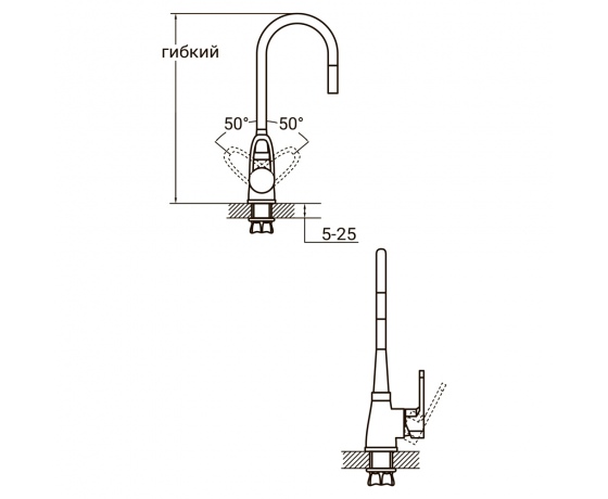 Фото 3 - Смеситель HL Ø35 для кухни гусак силиконовый на гайке AQUATICA (HL-4B530C)