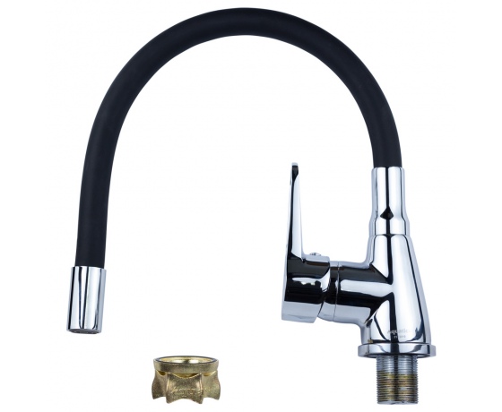 Фото 4 - Смеситель HL Ø35 для кухни гусак силиконовый на гайке AQUATICA (HL-4B530C)