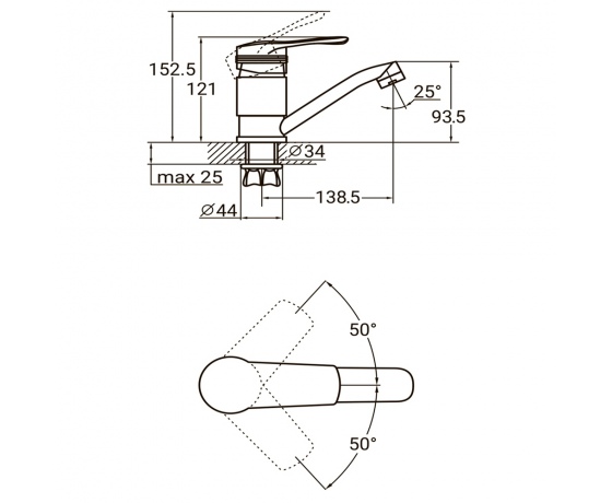 Фото 3 - Смеситель MD Ø40 для кухни гусак прямой 150мм на гайке AQUATICA (MD-1B141C)