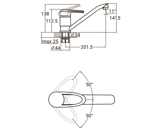 Фото 3 - Смеситель MD Ø40 для кухни гусак прямой 250мм на гайке AQUATICA (MD-1B241C)