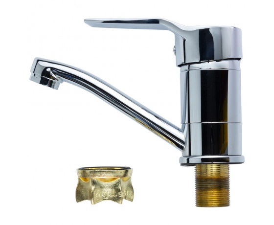 Фото 4 - Смеситель MJ Ø40 для кухни гусак прямой 150мм на гайке AQUATICA (MJ-1B135C)