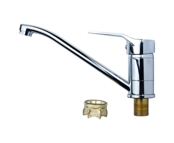 Фото 4 - Смеситель MJ Ø40 для кухни гусак прямой 250мм на гайке AQUATICA (MJ-1B235C)