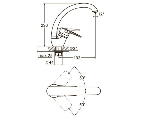 Фото 3 - Смеситель ML Ø40 для кухни гусак ухо на гайке AQUATICA (ML-4B141C)