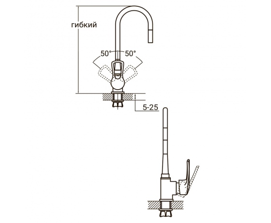 Фото 3 - Смеситель ML Ø40 для кухни гусак силиконовый на гайке AQUATICA (ML-4B544C)
