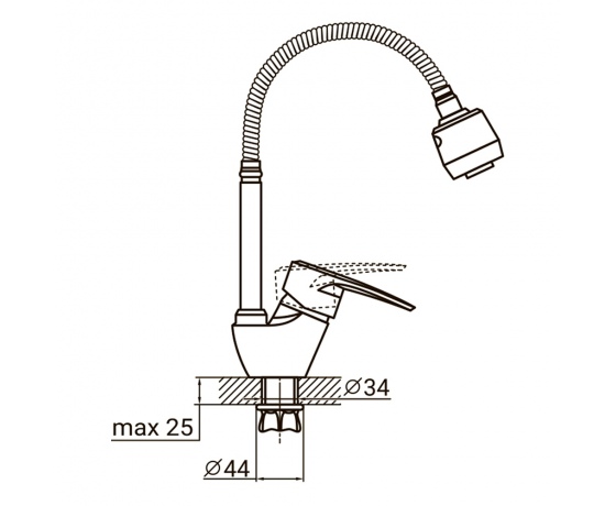 Фото 3 - Смеситель ML Ø40 для кухни гусак гофрированный на гайке AQUATICA (ML-4B644C)