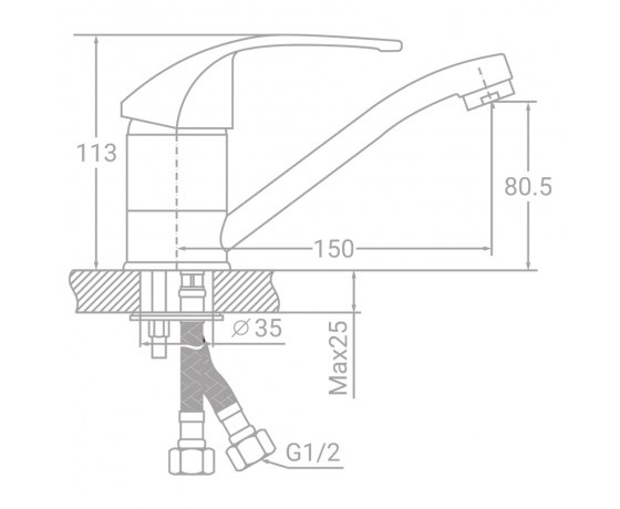 Фото 3 - Смеситель SD Ø40 для кухни гусак прямой 150мм на шпильке TAU (SD-2B143C)
