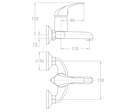 Фото 4 - Смеситель TN Ø35 для ванны литой TAU (TN-1C142C)