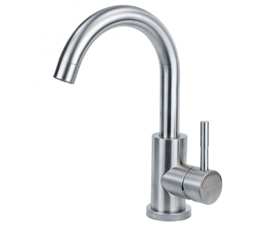 Фото 2 - Смеситель KT Ø35 для раковины гусак изогнутый на гайке SS AQUATICA (KT-1A270P)