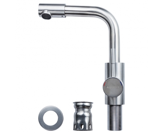 Фото 5 - Смеситель KT Ø35 для раковины Г-гусак на гайке SS AQUATICA (KT-1A370P)