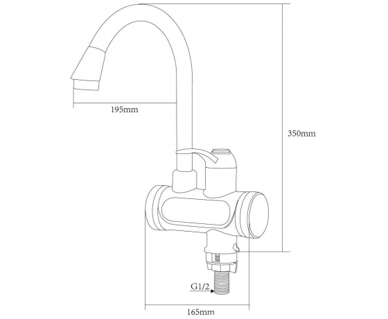 Фото 4 - Кран-водонагреватель проточный JZ 3.0кВт 0,4-5бар для кухни гусак ухо на гайке AQUATICA (JZ-6B141W)