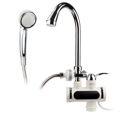 Фото 2 - Кран-водонагреватель проточный JZ 3.0кВт 0,4-5бар для ванны гусак ухо на гайке AQUATICA (JZ-6C141W)