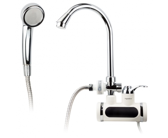 Фото 2 - Кран-водонагреватель проточный JZ 3.0кВт 0,4-5бар для ванны гусак ухо настенный AQUATICA (JZ-7C141W)