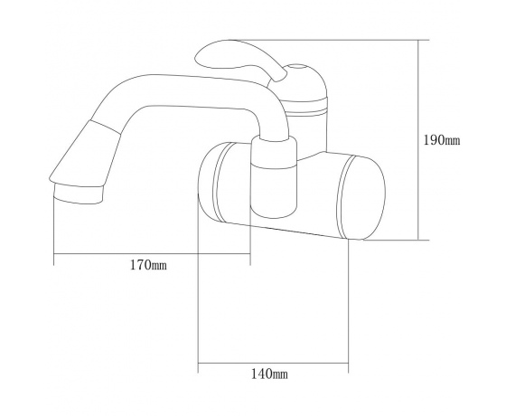 Фото 4 - Кран-водонагреватель проточный LZ 3.0кВт 0,4-5бар для раковины гусак изогнутый длинный настенный AQUATICA (LZ-6A211W)