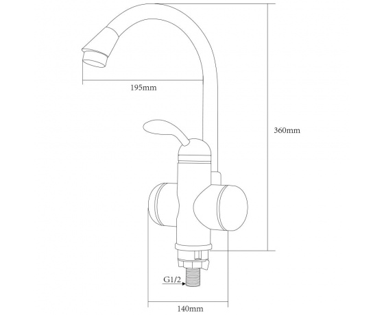 Фото 4 - Кран-водонагреватель проточный LZ 3.0кВт 0,4-5бар для кухни гусак ухо на гайке AQUATICA (LZ-6B111W)