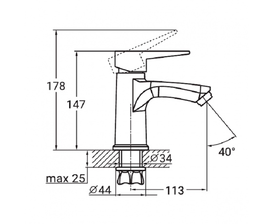 Фото 3 - Смеситель HK Ø35 для раковины литой на гайке AQUATICA (HK-1A130C)