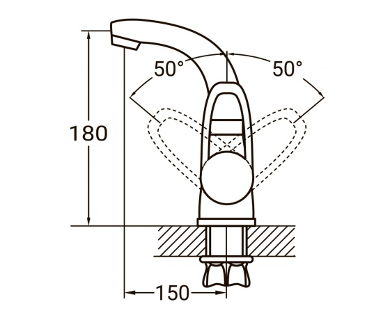 Фото 3 - Смеситель HL Ø35 для раковины гусак изогнутый на гайке AQUATICA (HL-1A230C)