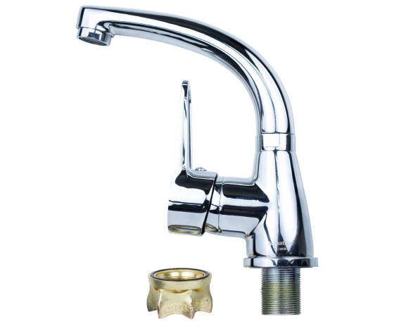 Фото 5 - Смеситель HL Ø35 для раковины гусак изогнутый на гайке AQUATICA (HL-1A230C)