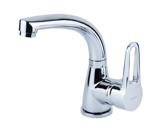 Фото 2 - Смеситель HL Ø35 для раковины гусак изогнутый на гайке AQUATICA (HL-1A230C)