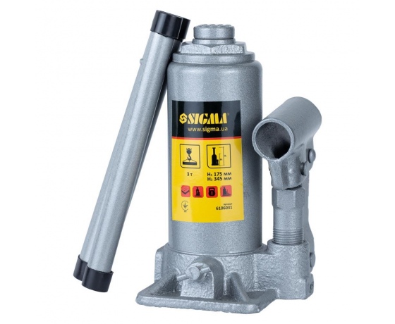 Фото 2 - Домкрат гидравлический бутылочный 3т H 175-345мм Standard SIGMA (6106031)