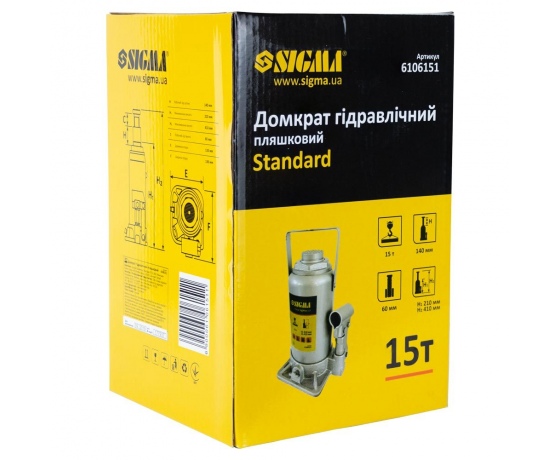 Фото 5 - Домкрат гидравлический бутылочный 15т H 210-410мм Standard SIGMA (6106151)