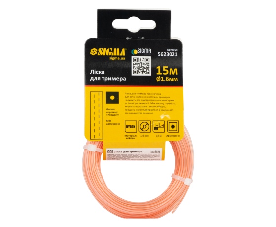 Фото 4 - Леска для триммера армированный квадрат Ø1.6мм 15м SIGMA (5623021)