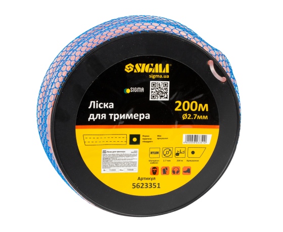 Фото 3 - Леска для триммера армированный квадрат Ø2.7мм 200м катушка SIGMA (5623351)
