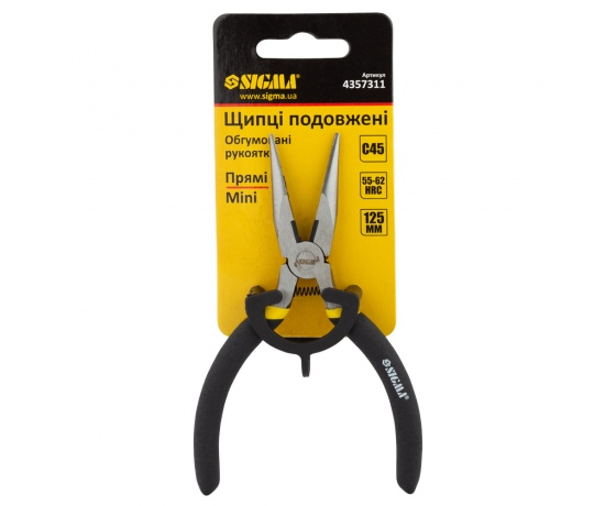 Фото 4 - Длинногубцы прямые 125мм обрезиненные рукоятки Mini SIGMA (4357311)