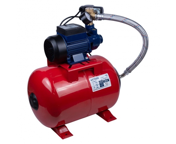 Фото 4 - Станция 0.37кВт Hmax 35м Qmax 35л/мин (вихревой насос) 24л Украина WETRON (775011/24)