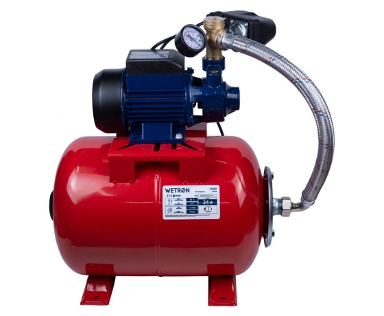 Фото 5 - Станция 0.37кВт Hmax 35м Qmax 35л/мин (вихревой насос) 24л Украина WETRON (775011/24)