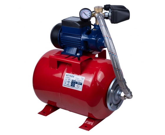 Фото 6 - Станция 0.37кВт Hmax 35м Qmax 35л/мин (вихревой насос) 24л Украина WETRON (775011/24)