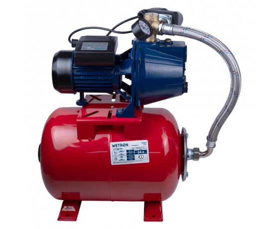 Фото 5 - Станция 0.75кВт Hmax 45м Qmax 55л/мин (самовсасывающий насос) 24л Украина WETRON (775042/24)