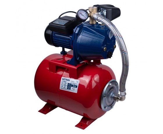 Фото 6 - Станция 0.75кВт Hmax 45м Qmax 55л/мин (самовсасывающий насос) 24л Украина WETRON (775042/24)