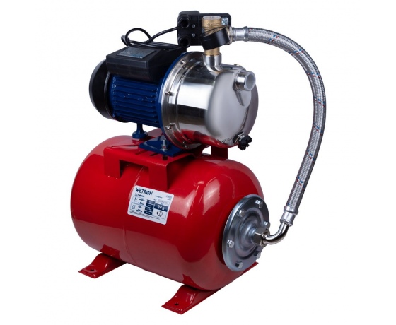 Фото 6 - Станция 1.1кВт Hmax 48м Qmax 60л/мин (самовсасывающий насос нерж) 24л Украина WETRON (775054/24)