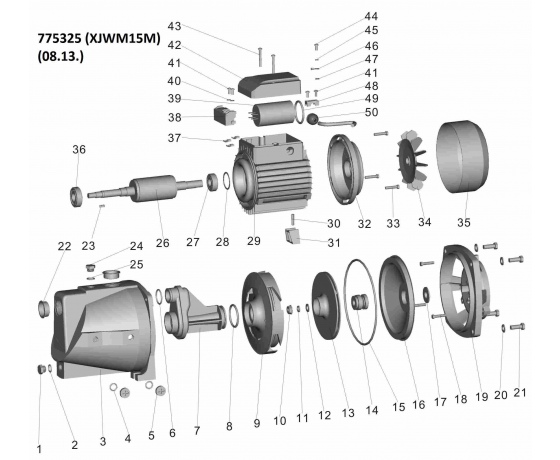 Фото 4 - Насос центробежный самовсасывающий 1.1кВт Hmax 55м Qmax 90л/мин LEO (775325)