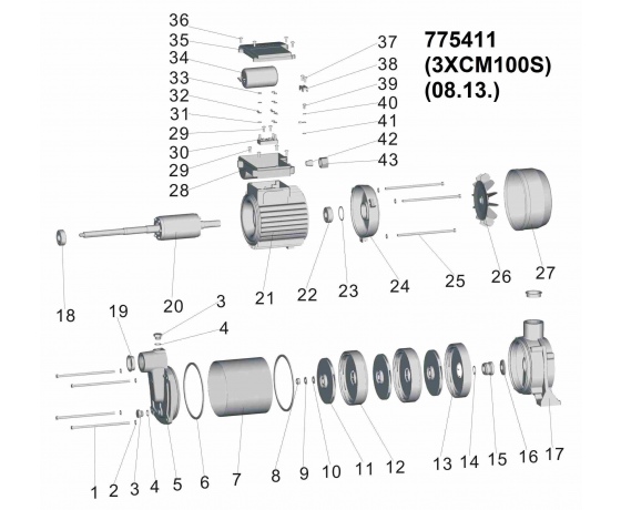 Фото 5 - Насос центробежный многоступенчатый 0.6кВт Hmax 35м Qmax 80л/мин LEO (775411)